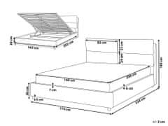 Beliani Sametová postel s úložným prostorem 160 x 200 cm světle šedá BATILLY