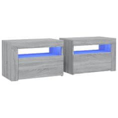 Greatstore Noční stolky 2 ks s LED šedé sonoma 60 x 35 x 40 cm