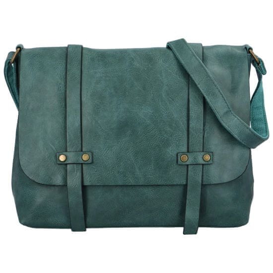 Paolo Bags Větší dámská crossbody tašky s výraznou klopou Efima, zelená