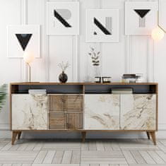 Hanah Home Skříňka Milan - Walnut, White Marble, Ořech, Bílá