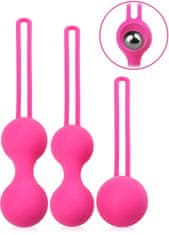 XSARA Tři páry venušiných kuliček sada k procvičování svalů pánevního dna doporčovaná gynekology růžová barva– 77327007