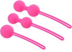 XSARA Tři páry venušiných kuliček sada k procvičování svalů pánevního dna doporčovaná gynekology růžová barva– 77327007