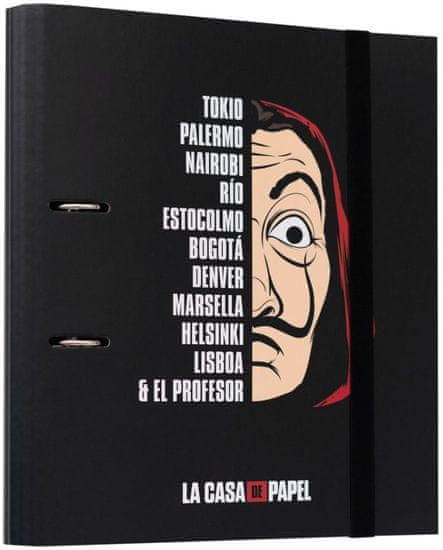 CurePink Kroužkový pořadač La Casa De Papel|Papírový dům: Premium (28 x 32 x 4 cm)