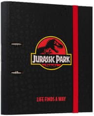 CurePink Kroužkový pořadač Premium Jurassic Park|Jurský park: Life Finds A Way (28 x 32 x 4 cm)