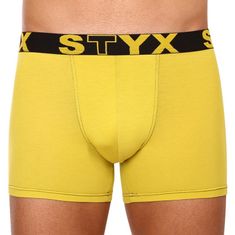 Styx Pánské boxerky long sportovní guma zelenožluté (U1065) - velikost XL