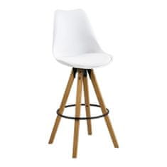 Intesi Barová židle Dima bílá wood s dřevěnými nohami