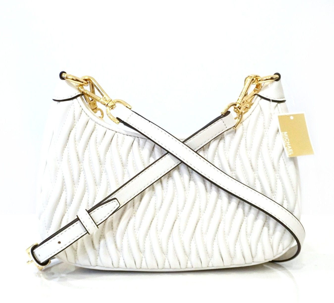 Michael Kors Crossbody Bag Cora Md Zip Pouchette Color: Optic White