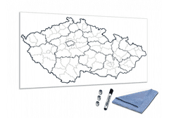 Glasdekor Skleněná magnetická tabule slepá mapa České republiky - Tvar: Obdélník, Rozměr skleněné grafické tabule: 120x40