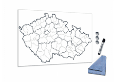 Glasdekor Skleněná magnetická tabule slepá mapa České republiky - Tvar: Obdélník, Rozměr skleněné grafické tabule: 120x40