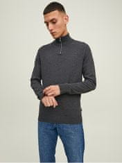 Jack&Jones Pánský svetr JJEEMIL Regular Fit 12189339 Dark Grey Melange (Velikost M)