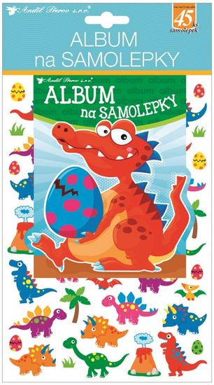 Anděl Přerov Album na samolepky hologram 45 samolepek 16x29 cm, dinosauři