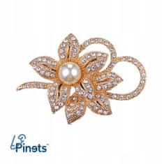 Pinets® Brož zlatý květ s kubickou zirkonií a perlou