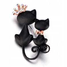 Pinets® Brož dvě černé kočky s korunou