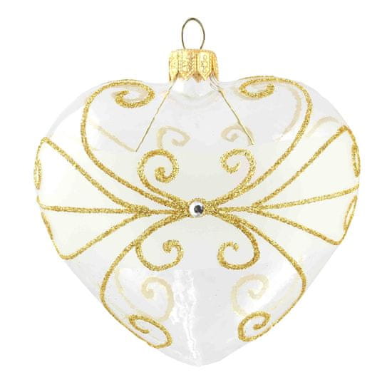 Decor By Glassor Vánoční srdíčko čiré zlaté ornamenty (Velikost: 6)