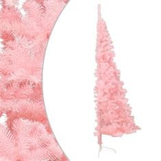 Greatstore Umělý poloviční vánoční stromek se stojanem růžový 210 cm PVC