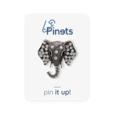 Pinets® Brož stříbrná hlava slona s kubickou zirkonií