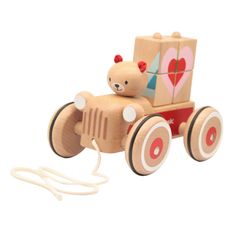 Rappa Auto dřevěné tahací s medvědem Coco a kostkami