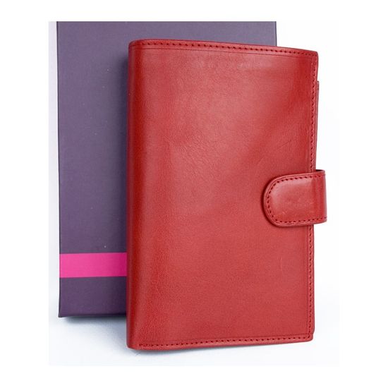 FLW Velká červená peněženka z měkké kůže s vyjímatelným pouzdrem na cestovní pas