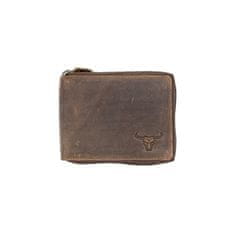 FLW Kožená peněženka z přírodní kůže býčí lebkou celá na kovový zip