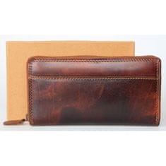 FLW Celá kožená bytelná peněženka se zipem dokola (penál) s kapsou na telefon (RFID)
