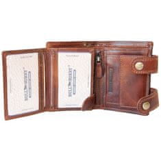 FLW Motorkářská kožená RFID (s ochranou Vašich dat na kartách) peněženka Bull-Burry s 50 cm dlouhým kovovým řetězem a