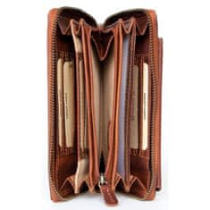 FLW Celá kožená bytelná peněženka se zipem dokola (penál) s kapsou na telefon (RFID)