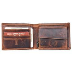 FLW Celá kožená bi-fold peněženka z hlazené pevné hovězí kůže vintage s ochranou dat na kartách (RFID)