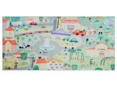 Beliani Dětský koberec s potiskem města 80 x 150 cm zelený KEMER