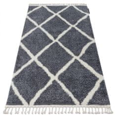 Dywany Lusczów Kusový shaggy koberec BERBER CROSS šedý, velikost 160x220