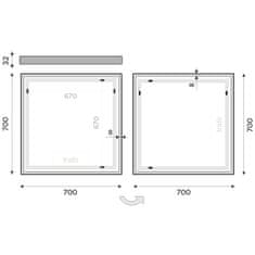 NIMCO Zrcadlo do koupelny s osvětlením v tenkém rámu po obvodu 70x70 cm NIMCO ZP 13077