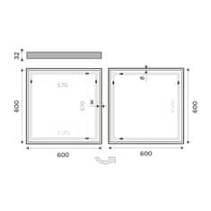 NIMCO Zrcadlo do koupelny 60x60 s osvětlením NIMCO ZP 13066