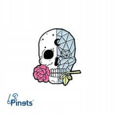 Pinets® Ozdobný špendlík lebka s květem růže měsíce