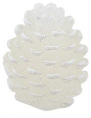 Anděl Přerov Svíčka šiška bílá s bílými glitry, 6 x9 cm