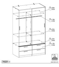 Falco Bílá šatní skříň s posuvnými dveřmi Line 74321