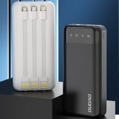 DUDAO K6Pro+ Power Bank 20000mAh 2x USB + kabel USB-C / Lightning / Micro USB, černý