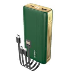 DUDAO K4Pro Power Bank 20000mAh 1x USB + kabel USB-C / Lightning / Micro USB, zelený