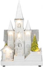 MAGIC HOME Kostel s betlémem, 6 LED bílá, 3xAA, interiér