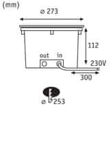 Paulmann PAULMANN LED zemní svítidlo Durea IP67 kruhové 273mm 3000K 15W 230V ocel kov 94656