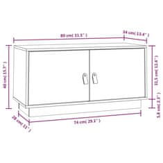 Vidaxl TV skříňka bílá 80 x 34 x 40 cm masivní borové dřevo