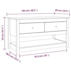 Vidaxl Konferenční stolek šedý 102 x 49 x 55 cm masivní borové dřevo