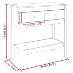 Greatstore Konzolový stolek 75 x 35 x 75 cm masivní borové dřevo