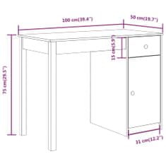 Greatstore Psací stůl šedý 100 x 50 x 75 cm masivní borové dřevo