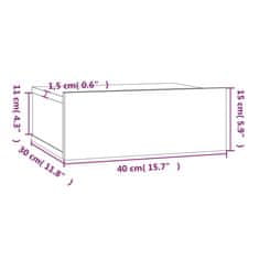 Vidaxl Plovoucí noční stolky 2 ks šedé sonoma 40 x 30 x 15 cm kompozit