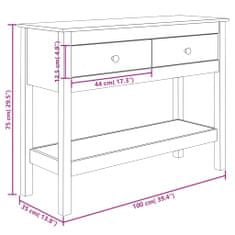 Greatstore Konzolový stolek 100 x 35 x 75 cm masivní borové dřevo