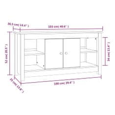 Vidaxl TV skříňka bílá 103 x 36,5 x 52 cm masivní borové dřevo