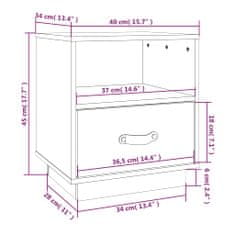 Vidaxl Noční stolky 2 ks šedé 40 x 34 x 45 cm masivní borové dřevo