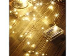 AUR Vánoční mikro řetěz na baterie, teplá bílá, 5m, 50 LED