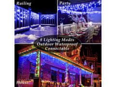 AUR Venkovní LED vánoční závěs - modrá, od 2,5m do 20m, stále svítící, časovač Délka osvětelné části + délka přívodního kabelu a počet LED: 20m+5m, 1000 LED
