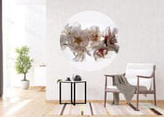 AG Design Květy sakury, kulatá samolepicí vliesová fototapeta do obývacího pokoje, ložnice, jídelny, kuchyně, 140x140
