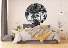 AG Design Kokosové palmy, kulatá samolepicí vliesová fototapeta do obývacího pokoje, ložnice, jídelny, kuchyně, 140x140
